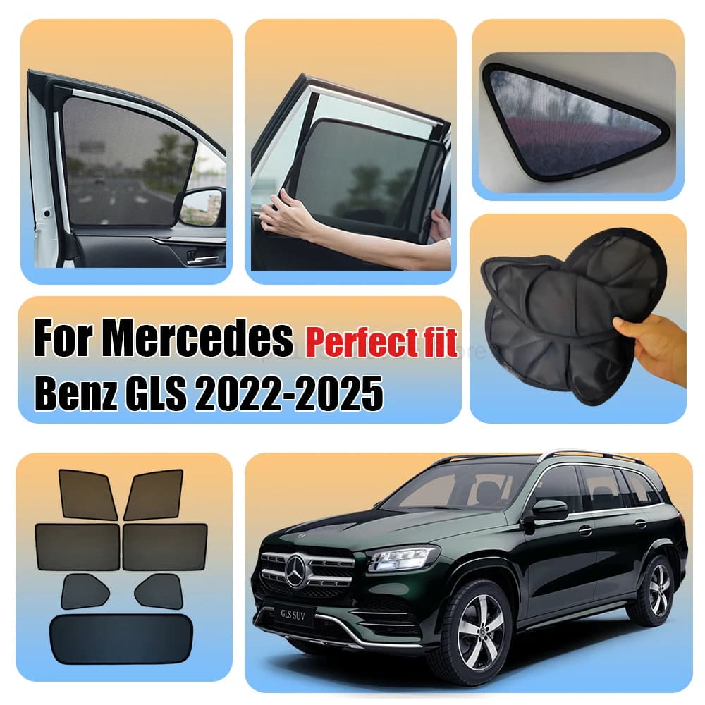 For Mercedes Benz GLS 400d 2022-2025 Car Front Shield Window SunShade Windshield Rear Side Window Curtain Sun Shade Visor