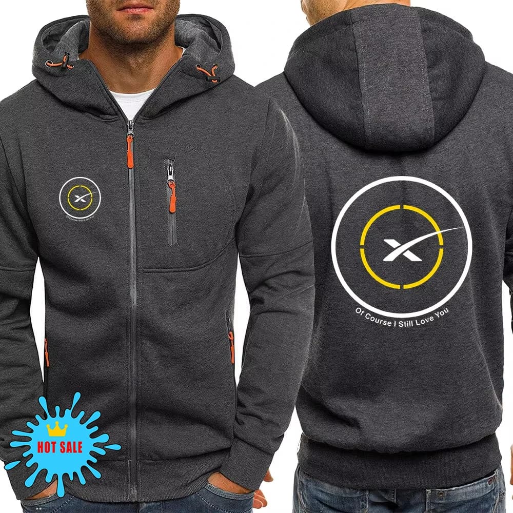 2025 Uomo popolare SPACEX SPACE X LOGO ELON Giacca da uomo Autunno Uomo Allentato Top Cappotto Stampa Nuovo tipo Sport Comode felpe con cappuccio