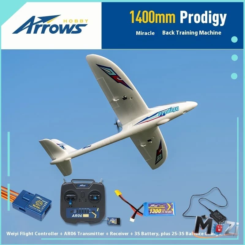 Modello di freccia blu 1400mm Prodigy Miracle Aliante in schiuma per esterni Aliante ad ala fissa assemblato Modello di aereo elettrico con telecomando