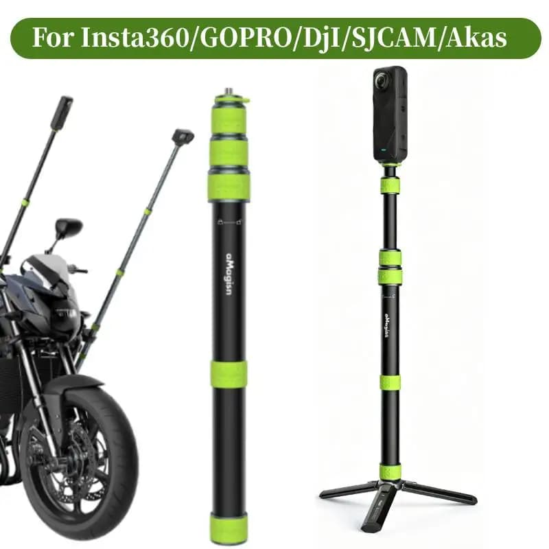Supporto per Manubrio Selfie Stick per Moto e Bici, Compatibile con Insta360/GOPRO/DjI/SJCAM/Akas, Accessorio per Fotocamera