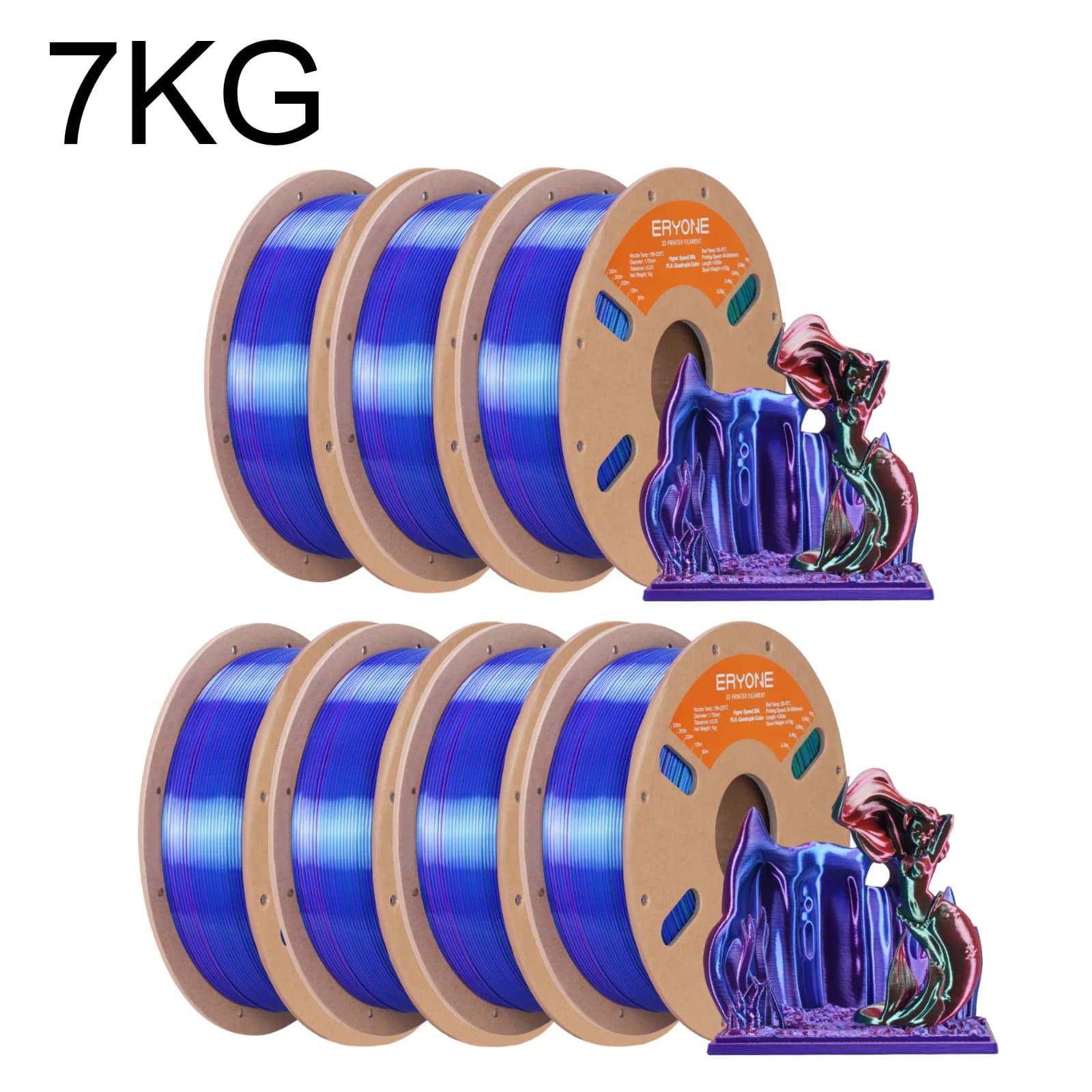 Filamento PLA in Seta a Quattro Colori ERYONE Hyper Speed per Stampante 3D, Filamento PLA Lucido per Coestrusione ad Alta Velocità