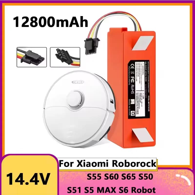 NEW upgrade 14.4V 12800mAh Replacement Battery For XiaoMi Roborock S6 S7 MaxV Q5 Q7 MAX Robot Vacuum Cleaner Accessories Parts