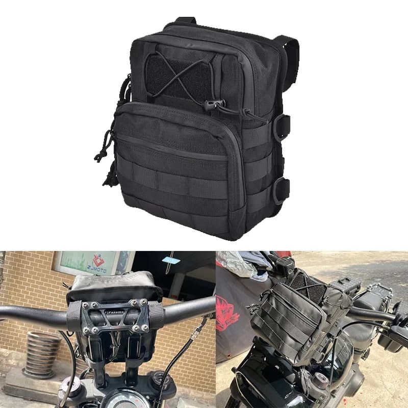 Universale Club Style Molle Traveller T Bar Borse Manubrio T-Bar Borsa Borsa per attrezzi per Harley Softail Low Rider ST Bobber Cafe Racer