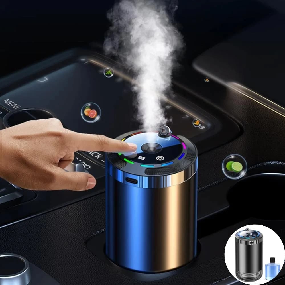 Nuovo Diffusore d'Aria Elettrico Intelligente per Auto, Deodorante Regolabile con Luce Ambientale LED, Umidificatore per Auto, Aromaterapia