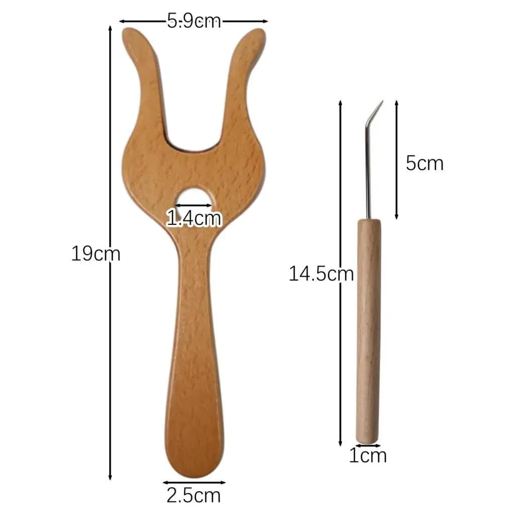 Handmade Wooden Loom Kit Knitting Fork Curved Pin Braided Weaving Tool for DIY Crochet Craft Supplies