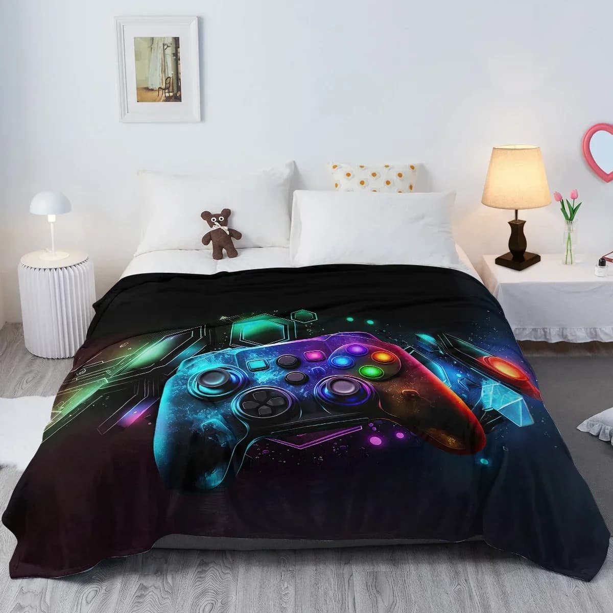 Red Blue Lightnings Gamepad Printed Throw coperta peluche Fluffy flanella coperta in pile Soft plaid per divano divano e letto