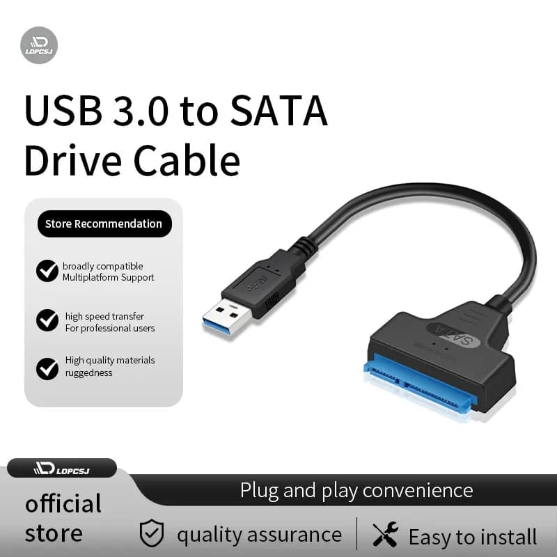 Cavo Adattatore da SATA a USB 3.0, Cavo USB a SATA 3, Supporta HDD/SSD Esterni da 2,5 Pollici a 22 Pin, Connettore per Computer