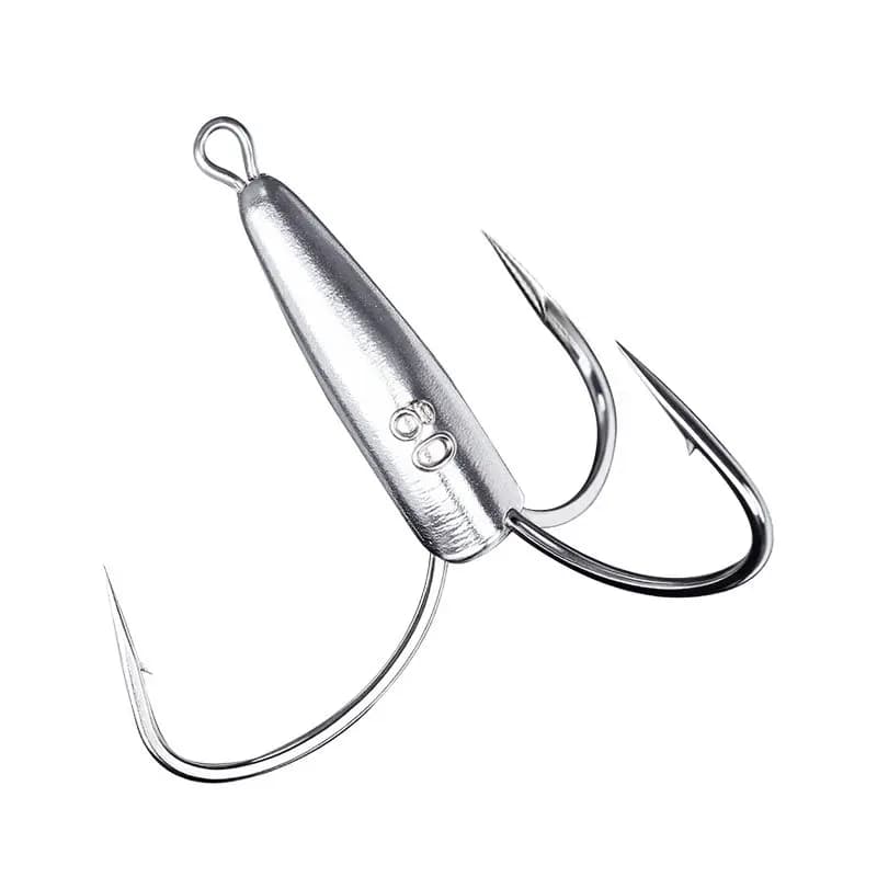 Amo Triplo in Acciaio ad Alto Tenore di Carbonio con Peso, Ultra Affilato, a Tre Artigli, per la Pesca alla Carpa, Amo da Jig Head a Tre Ancore