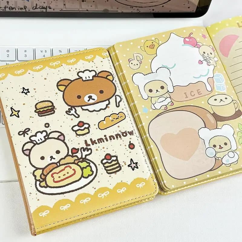 Japanese Manga Rilakkuma Portable Leather Notebook Wear-Resistant Durable Daily Record The Paper Is Thick Girls Birthdays Gifts
