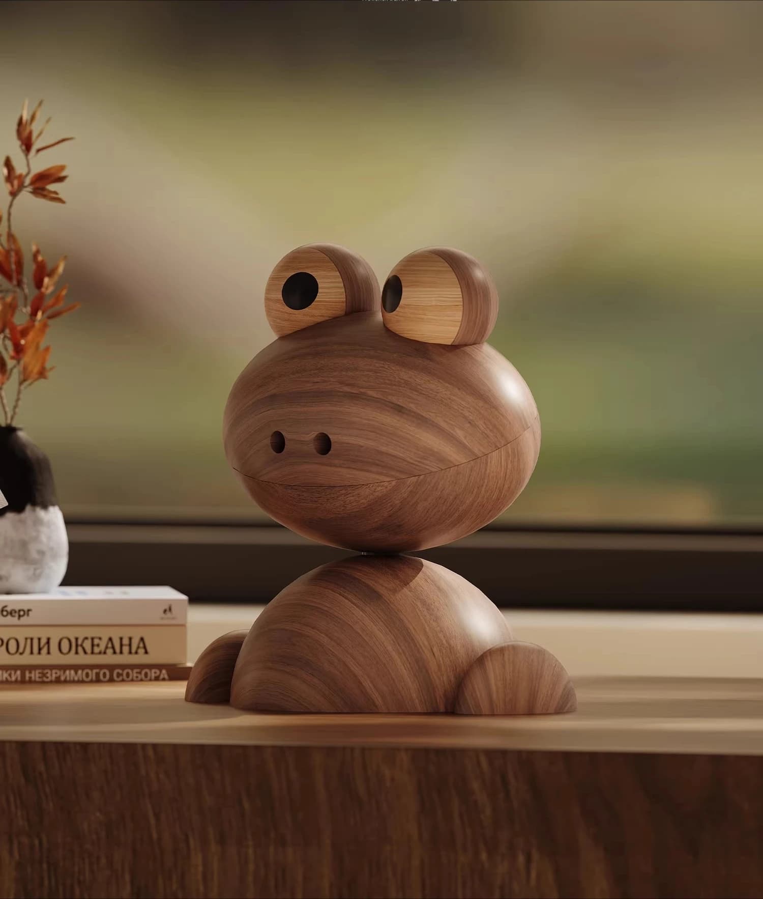 Frog aromatherapy box, essential oil fragrance diffused wood desktop gift ornament creative cute solid wood black walnut