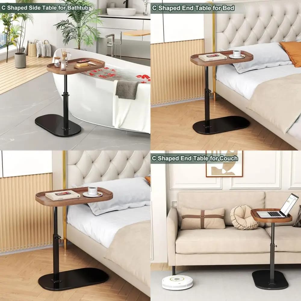 Supporto per Laptop a Forma di C Regolabile in Altezza con Ruote per Divano/Letto, Tavolino da Salotto
