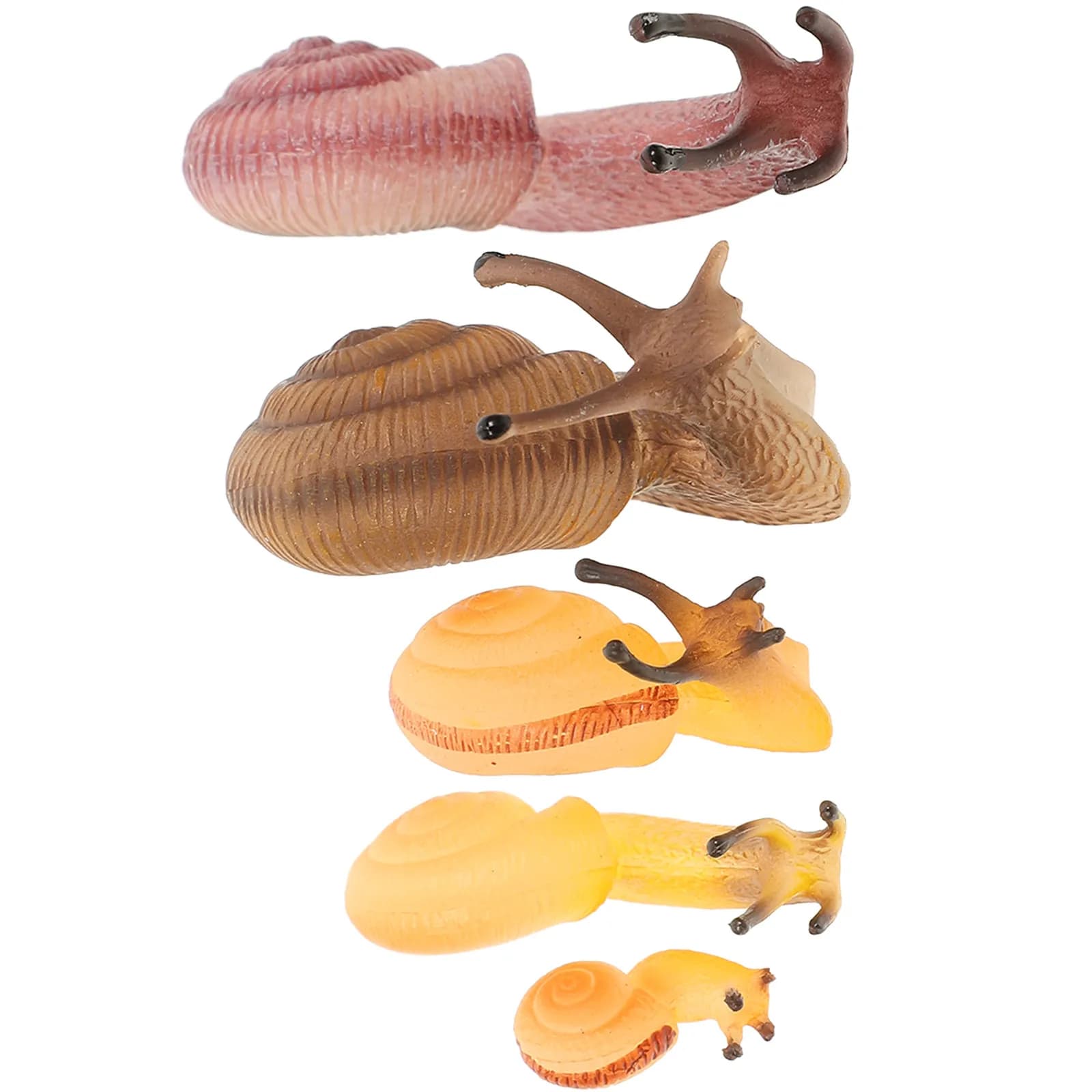 5Pcs Simulation Snail Ornament Set Realistic Plastic Animal Figures for Educational Use Balcony Garden Desk Decoration Kids