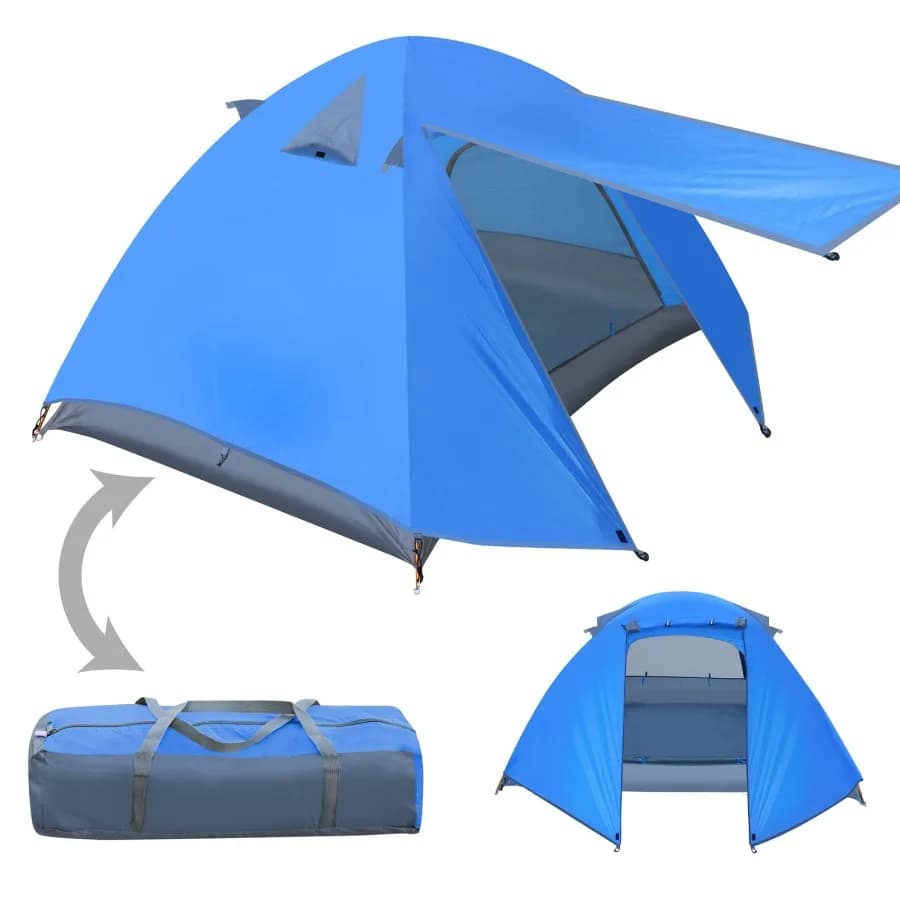 Tenda da Campeggio Portatile per 1-2 Persone, Doppio Strato, Impermeabile, per Escursionismo - Blu