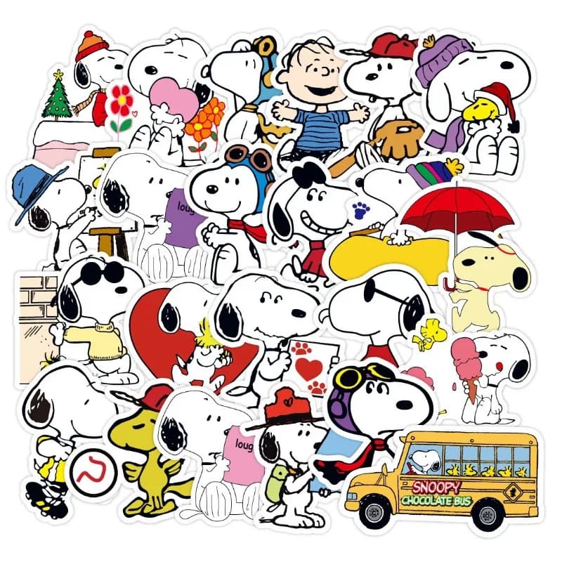 100/200 pcs of adorable Snoopy cartoon-themed rewards water cups stationery notebooks DIY decorations expression doodle stickers