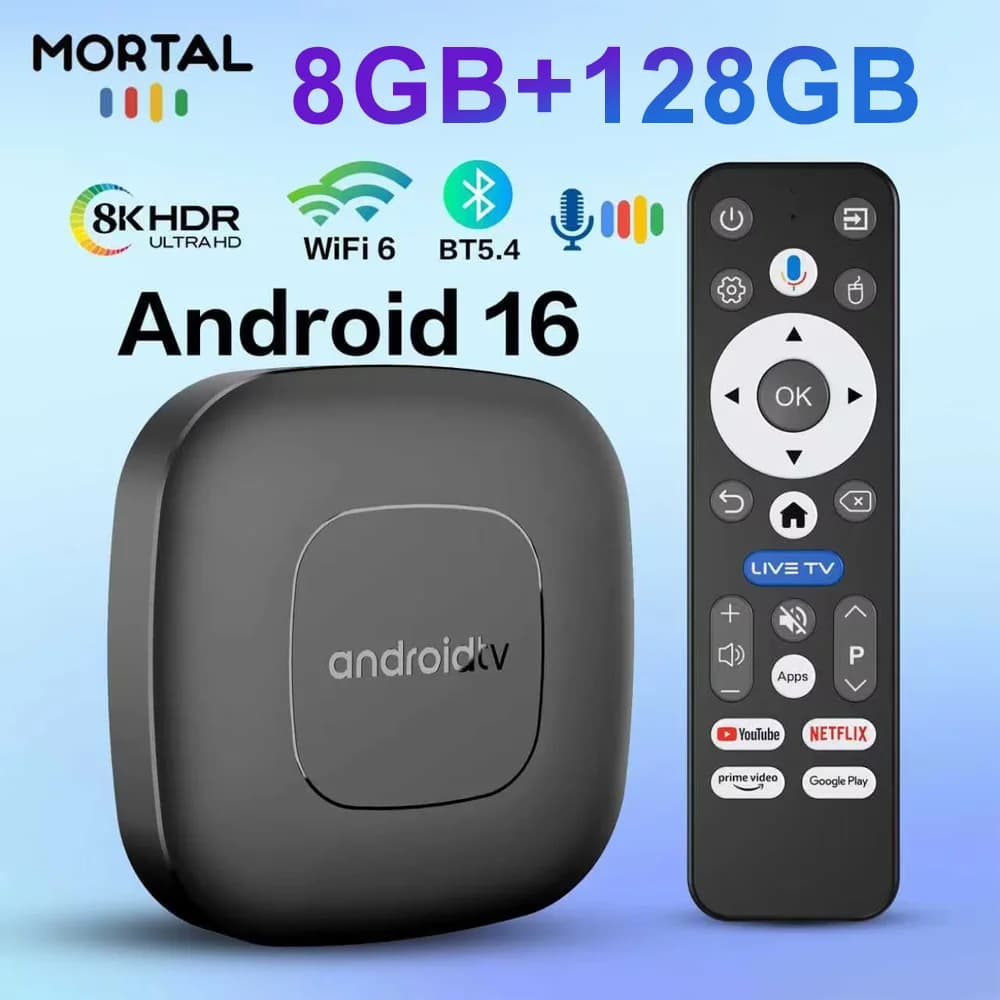 TV Box Android 16 Google Assistant Voice Control 8GB 128GB 4K Wifi6 BT5.0 T1 RK3518 4K Video Media Player Set Top Box Smart Tv