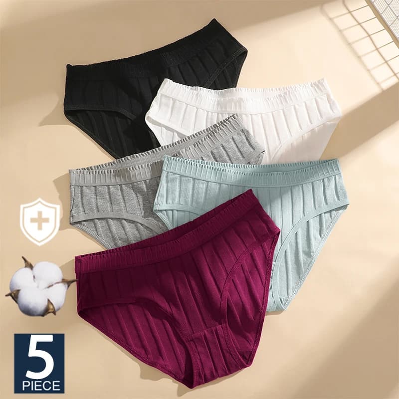 FINETOO Set of 5 Cotton Women's Mutandes in Costumes, Soft and Breathable, to Medium Life, Elasticized and Comfortable, Available in Plus Sizes