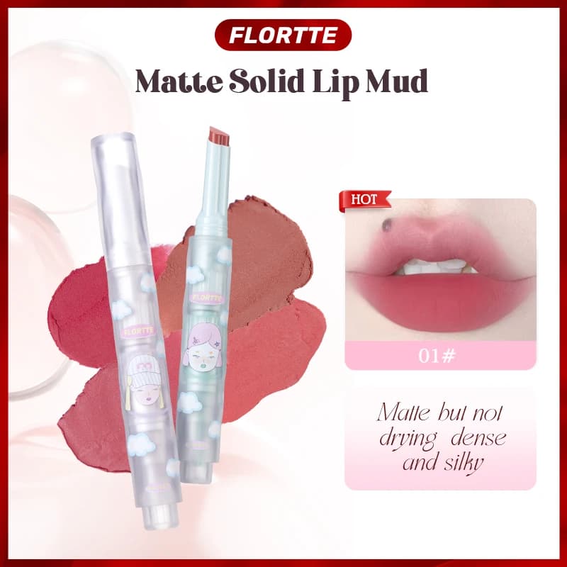 FLORTTE Lucidalabbra Solido Effetto Acqua, Effetto Specchio, Idratante, Illuminante Naturale, Lunga Durata, Non Appiccicoso