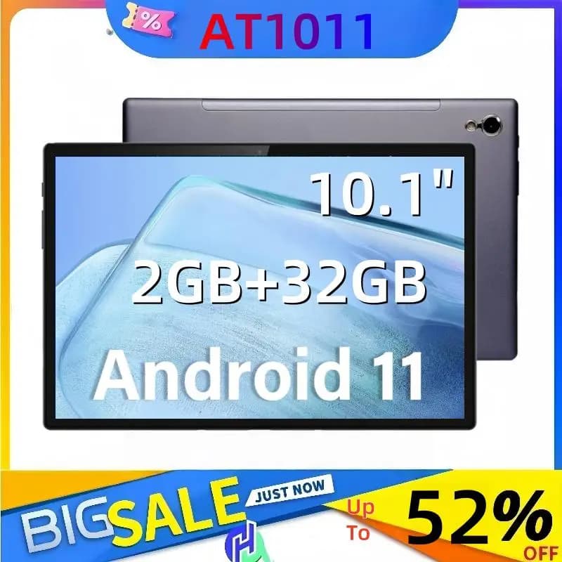 Nuovo Tablet AT1011 2026 da 10.1" con Android 11, Chiamate 4G, 2GB RAM, 32GB ROM, CPU Quad-Core SC7731 1.3GHz, Batteria 6000mAh, Display IPS 1280*800, Type-C