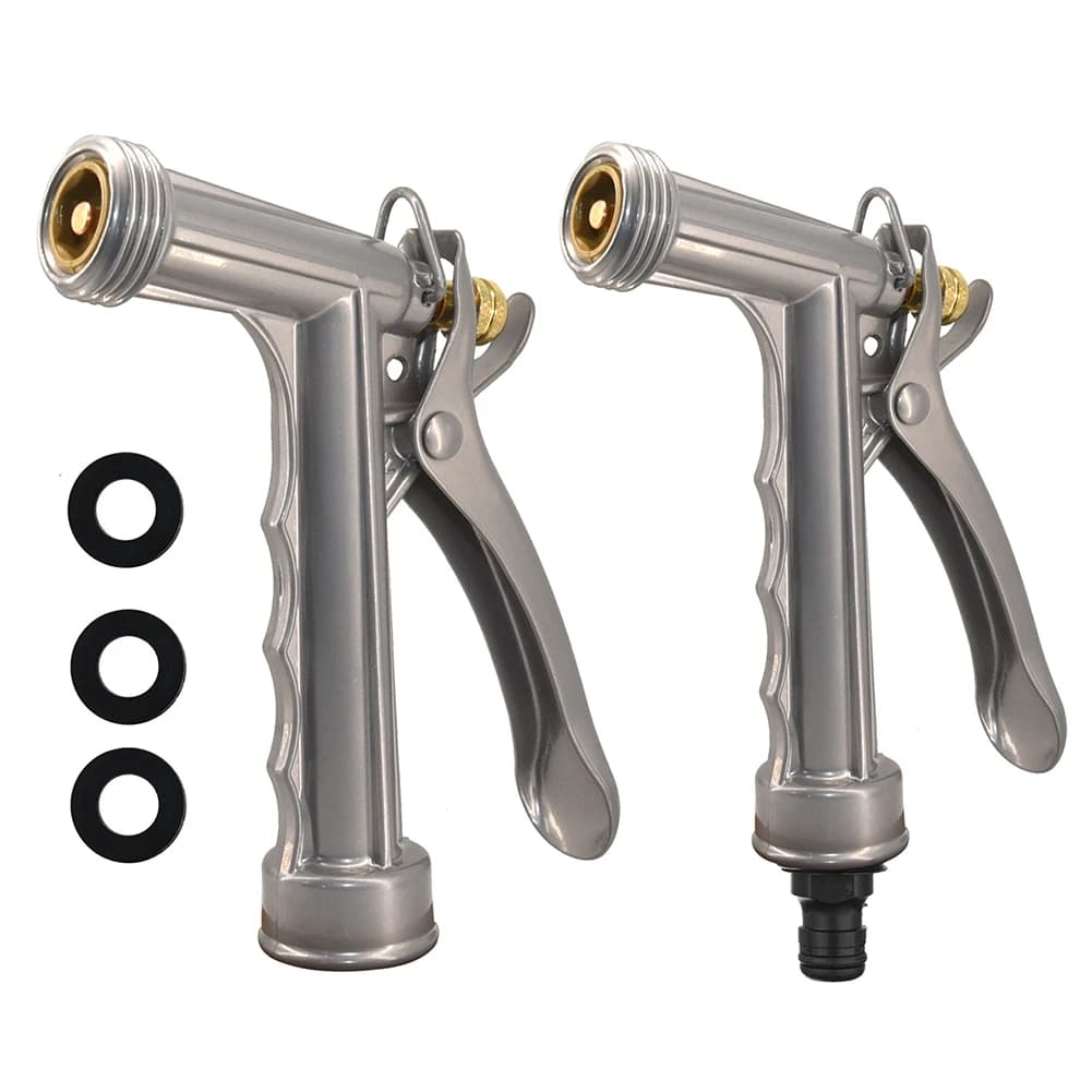 Spruzzatore per irrigazione portatile in metallo solido con ugello per tubo flessibile regolabile anteriore filettato Ugello per pistola multifunzione per irrigazione da giardino