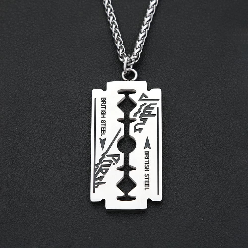 Punk Hip Hop Stainless Steel Safety Blade Razor Pendant Necklace For Men Boys Unique Cool Heavy Metal Jewelry Gifts Dropshipping