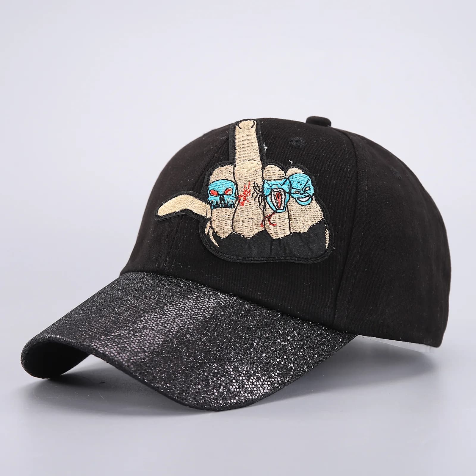 Berretto da baseball con teschio di Halloween Cappello all'ingrosso con design a teschio per feste divertente in twill di cotone unisex con stampa teschio regolabile