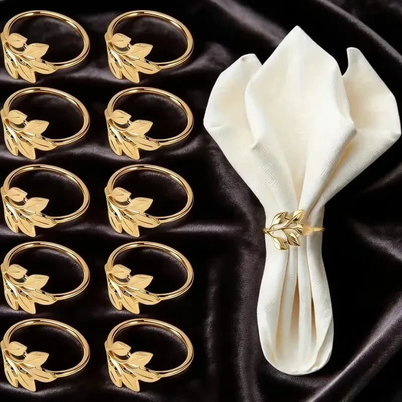 1-12 pezzi portatovaglioli in lega d'oro riutilizzabili bordo liscio facile da pulire decorazione della tavola per banchetti di cena di festa di nozze