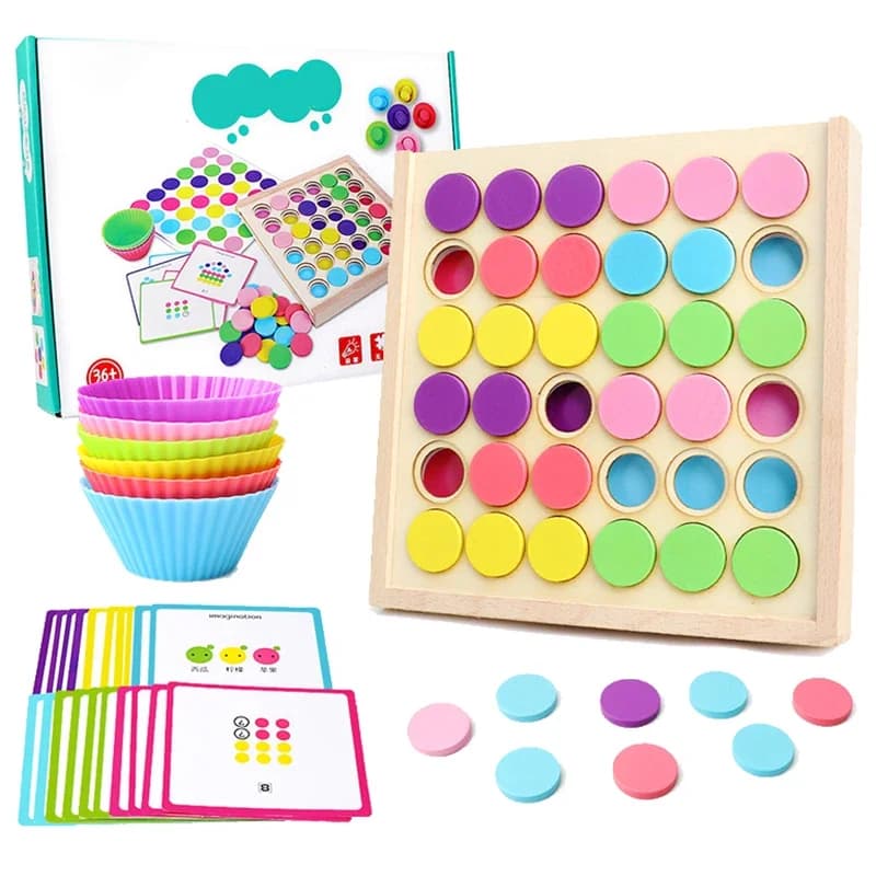 Giocattoli educativi in legno per bambini Gioco da tavolo Puzzle Giocattoli Montessori Ordinamento dei colori Carte abbinate Regali precoci per bambini