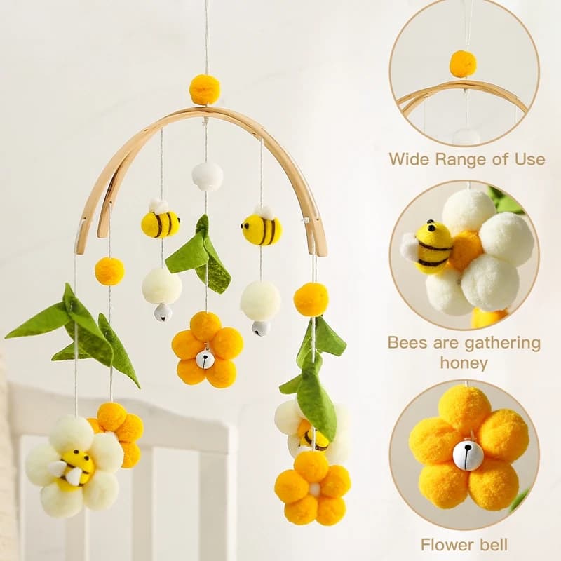 1Set Culla Sonagli mobili Giocattoli Cartoon Bee Bed Bell Giocattolo per bambini Room Decor Fotografia Puntelli Sonagli per bambini Giocattoli appesi