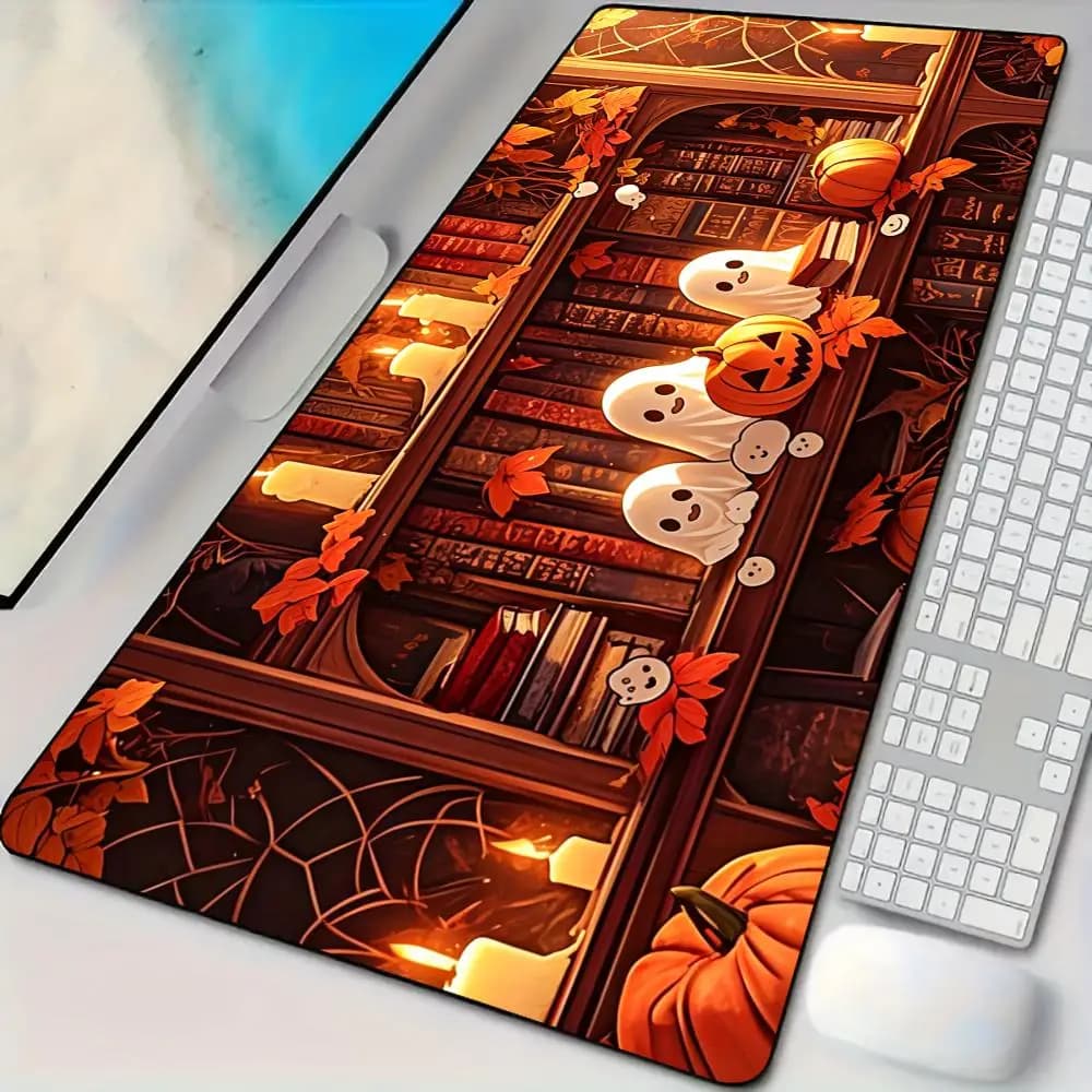 Mysterious Ghost Bookshelf Mouse Pad Desk Mat Large Computer Office Carpet XXL Mousepad Gamer Gaming PC Accessories Keyboard Rug