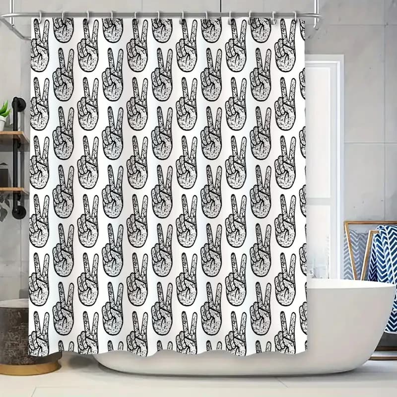 Tenda da doccia per bagno, modello di mani nere, decorazione spettrale di Halloween, fodera in tessuto lavabile per la casa