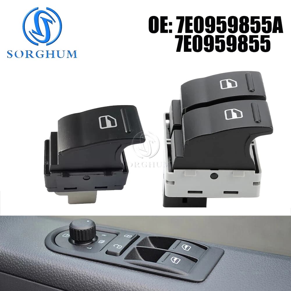 SORGHUM Accessorio per auto Porta elettrica Finestra Doppio interruttore Pulsante di controllo per VW Transporter T5 T6 Caravelle 7E 0959855 Un 7E 0959855
