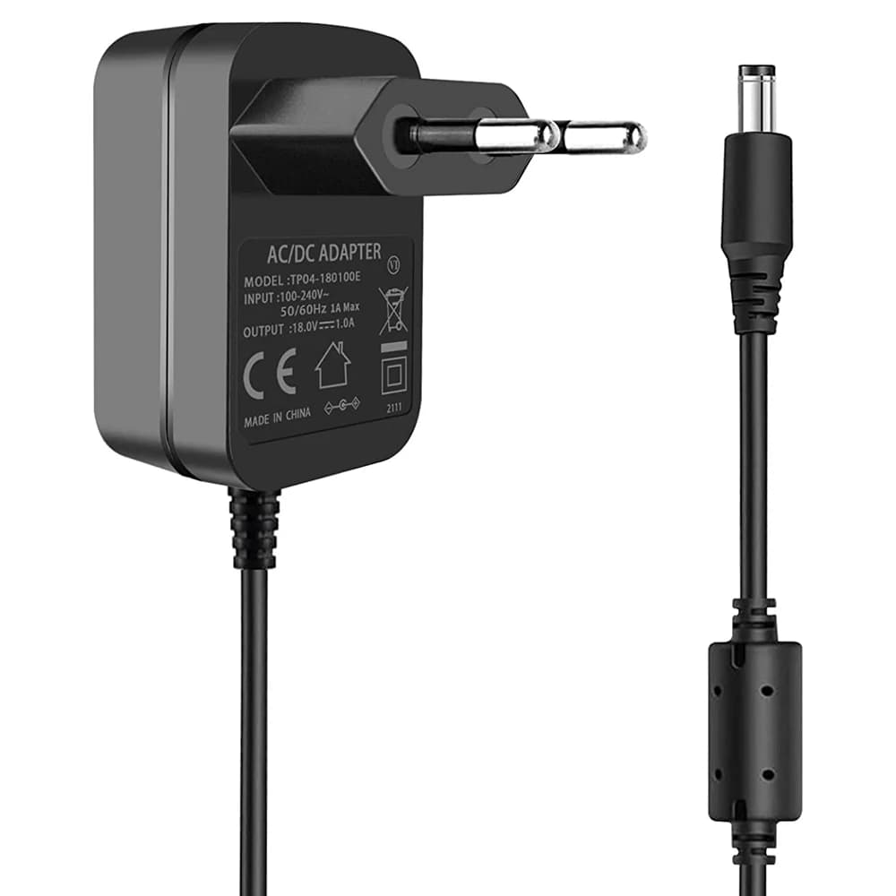 Adattatore di alimentazione 18V 1A adattatore convertitore da ca a cc caricabatterie da parete da 18W per ventola da 18V cc, aspirapolvere, altoparlante Bluetooth, Soundbar