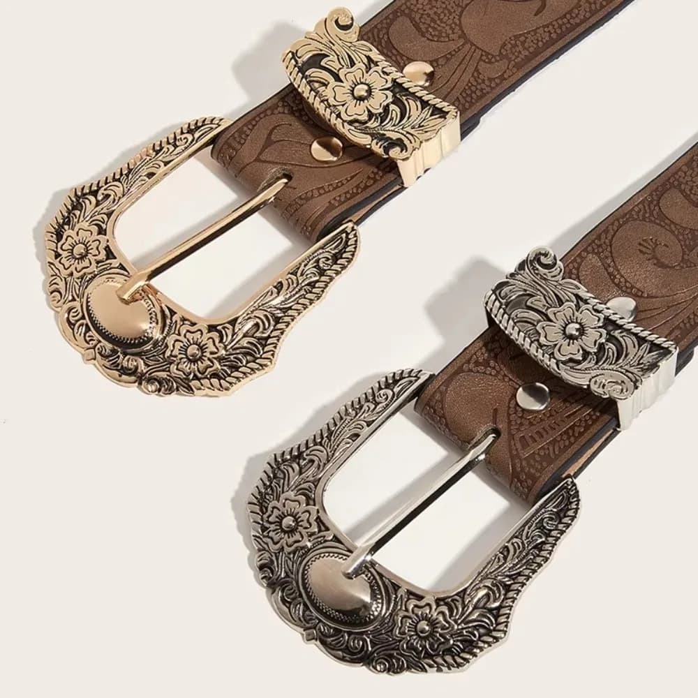 Cintura casual vintage in pelle PU Cintura versatile da cowgirl Y2k con cintura jeans con fibbia cavimentata in metallo