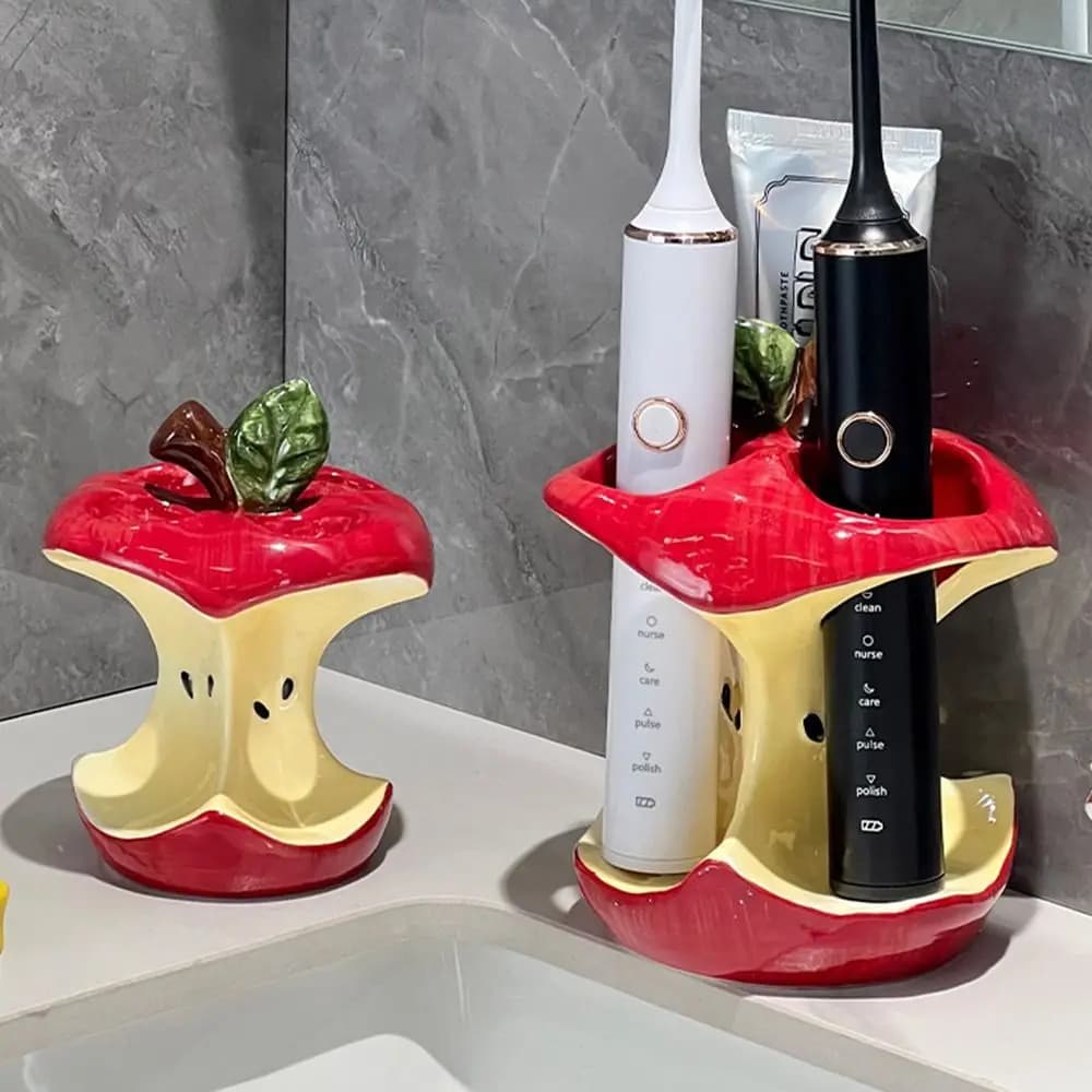 Portaspazzolino in ceramica durevole 4 fori Portaoggetti per spazzolino facile da usare Portaoggetti per spazzolino da trucco Accessori per il bagno