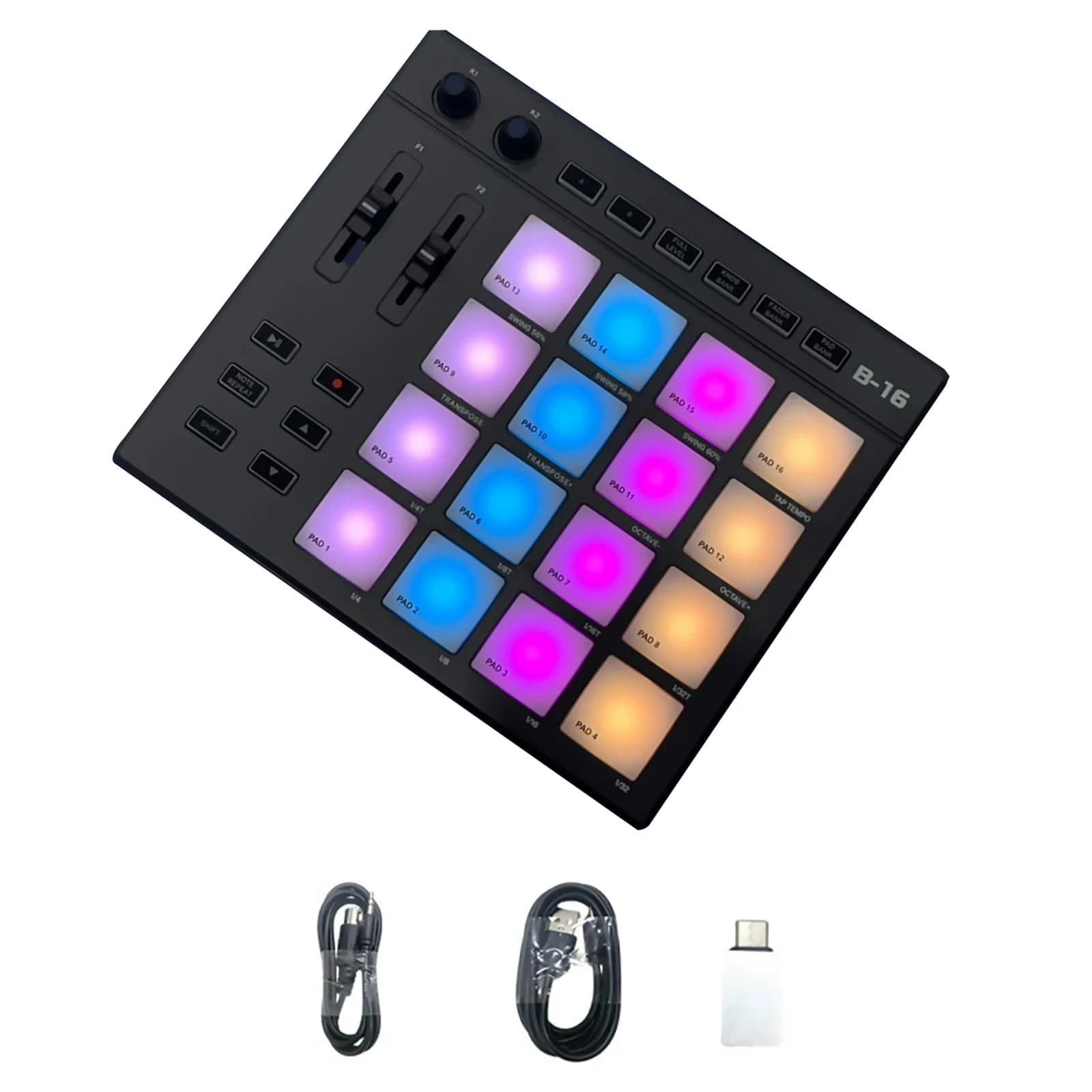 1 Set 16 Controller MIDI Pad Suono elettronico Beating Pad Beat Maker Machine per la produzione di musica per batteria con le dita