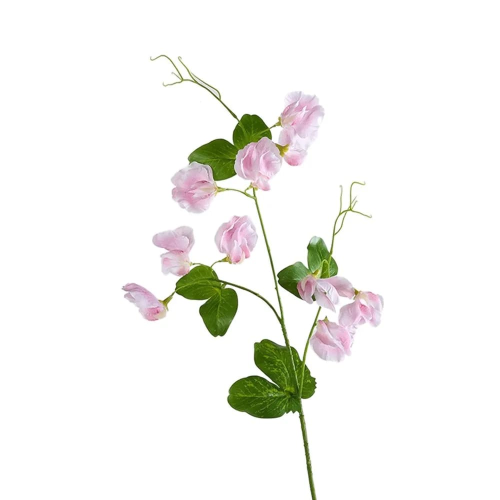 Green Plant 55cm Artificial Pea Flowers Elegant Plastic Silk Pea Blossom Branch Real Touch Handmade Fake Flower Home Living Room