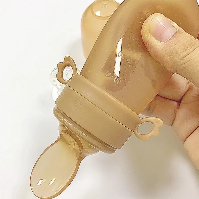 Alimentazione per bambini Mangiare frutta Alimenti complementari Borsa per alimenti per bambini Mangime per riso Cucchiaio per cereali Strumento ciuccio in silicone Accessori per bambini