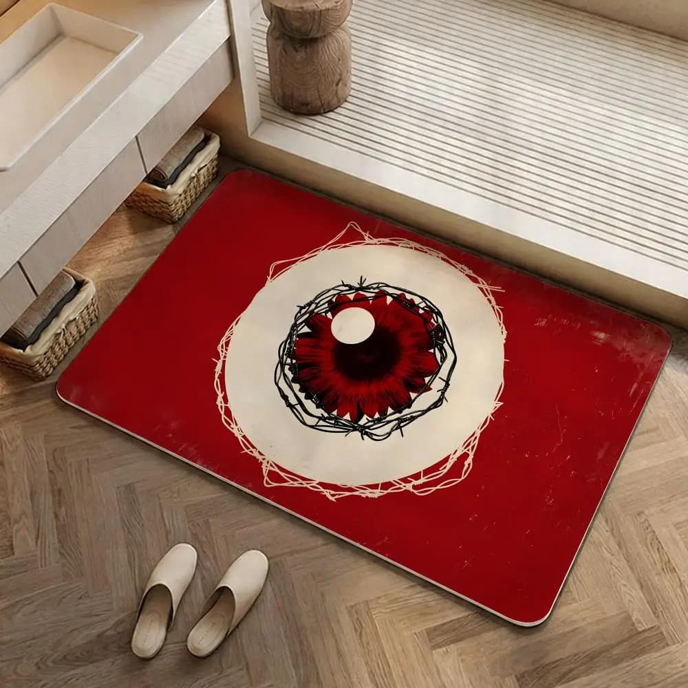 Tappetino da Pavimento Element E-Evil Eye in Diatomite Ecologica, Antibatterico e Antiodore, con Base Drenante per Cucina e Bagno