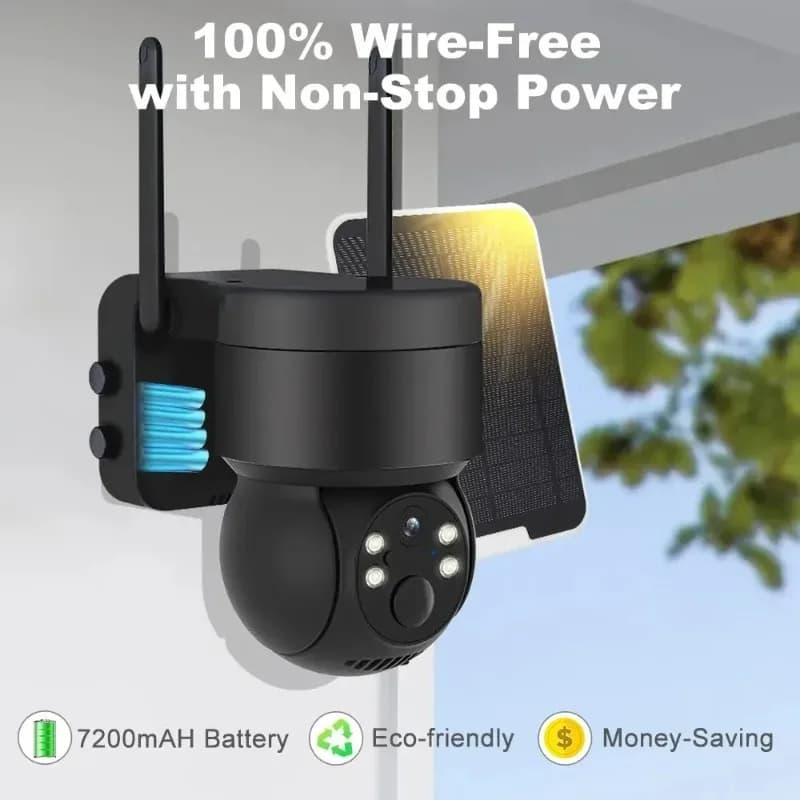 Telecamera di sicurezza IP WiFi da esterno ad energia solare da 4 MP con batteria da 7800 mAh Rilevamento umano PIR e visione notturna