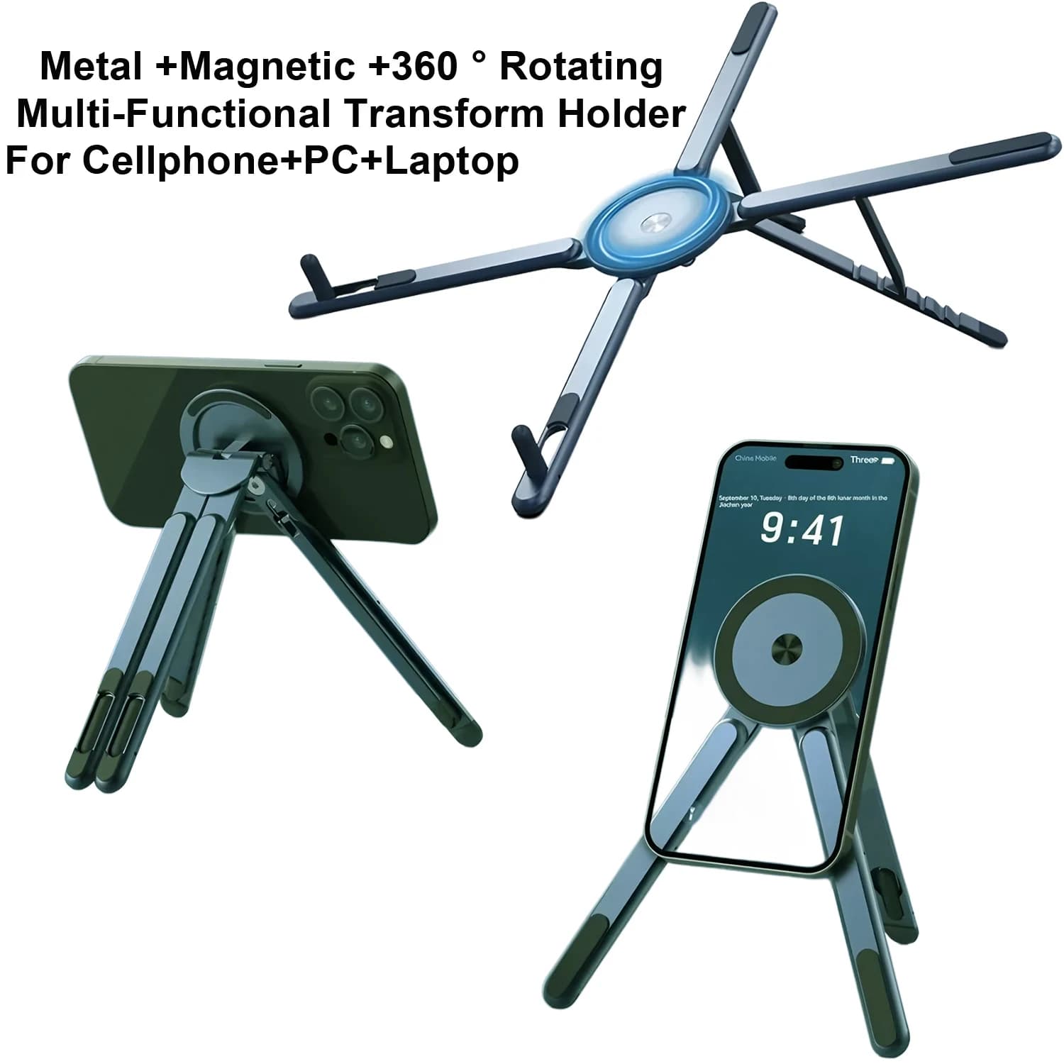Aluminum Alloy Folding Portable Magnetic Stand Compatible With Laptops Tablets Phones Handheld Desktop Vertical Lifting Stand