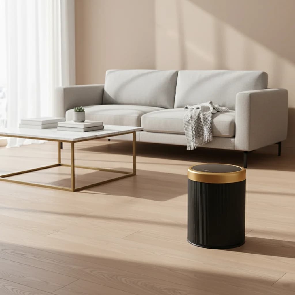 Bidone della spazzatura doppio con coperchio Tipo di pressa Design elegante per la cucina di casa Soggiorno Camera da letto Bidone dei rifiuti moderno per interni ed esterni