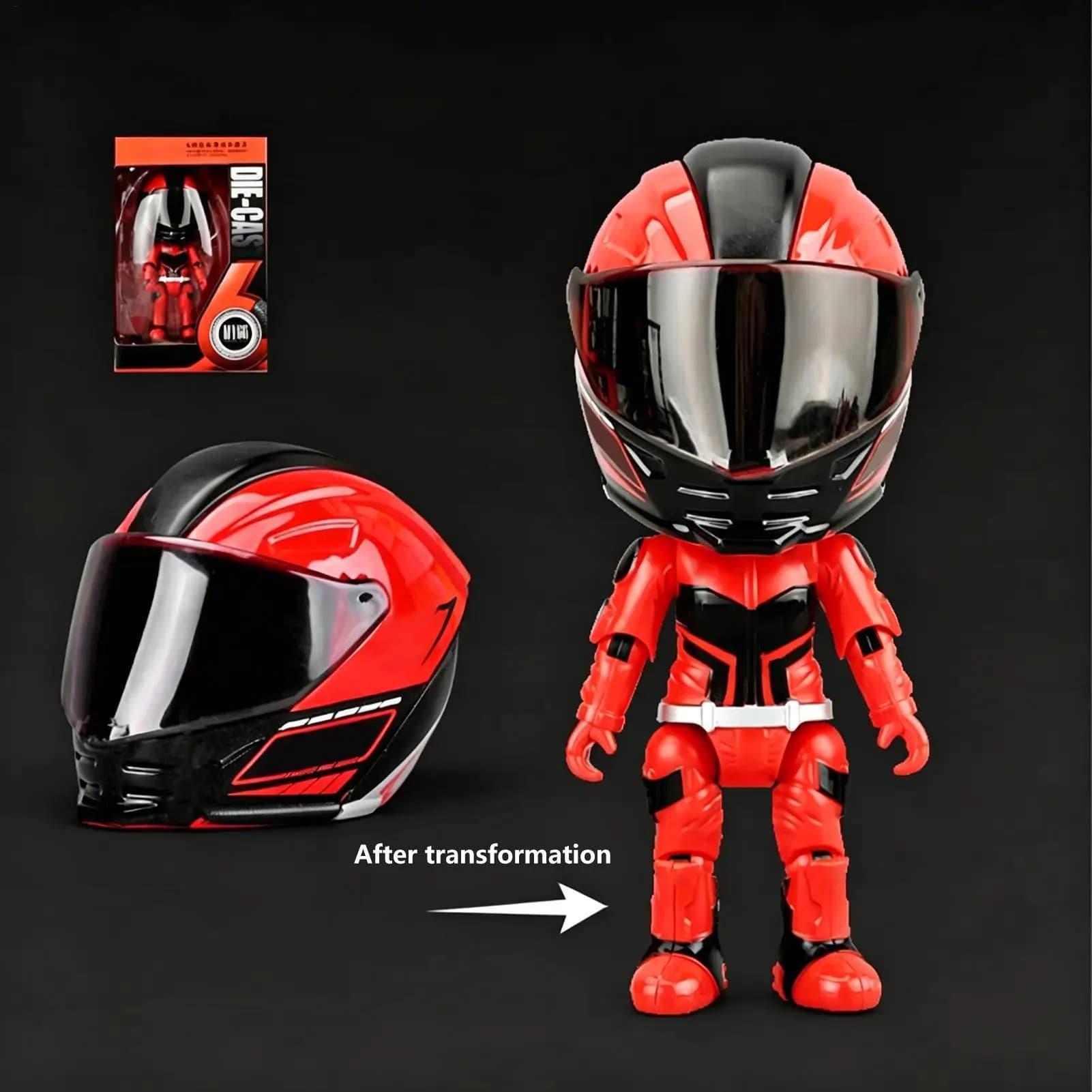 Bambola Realistica Trasformabile da Motociclista, Casco da Moto Realistico, Bambola Articolata, Modellino Giocattolo da Collezione
