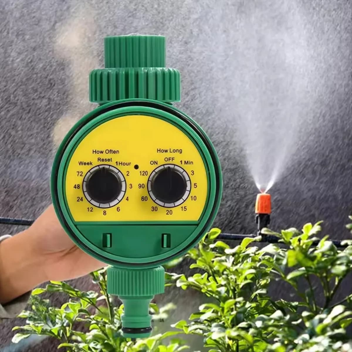 AA98 Tubo flessibile per irrigazione automatico elettronico da giardino in plastica verde per esterni con timer per irrigazione
