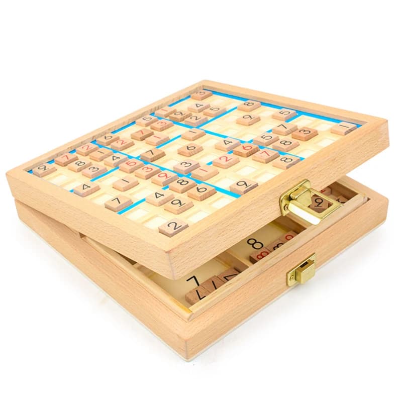 BSTFAMLY Bambini Sudoku Scacchi Faggio con cassetto 22.5*22.5*5 cm 81 Pz/set Dama Internazionale Tavolo Da Gioco Pieghevole Giocattolo Regalo LF01