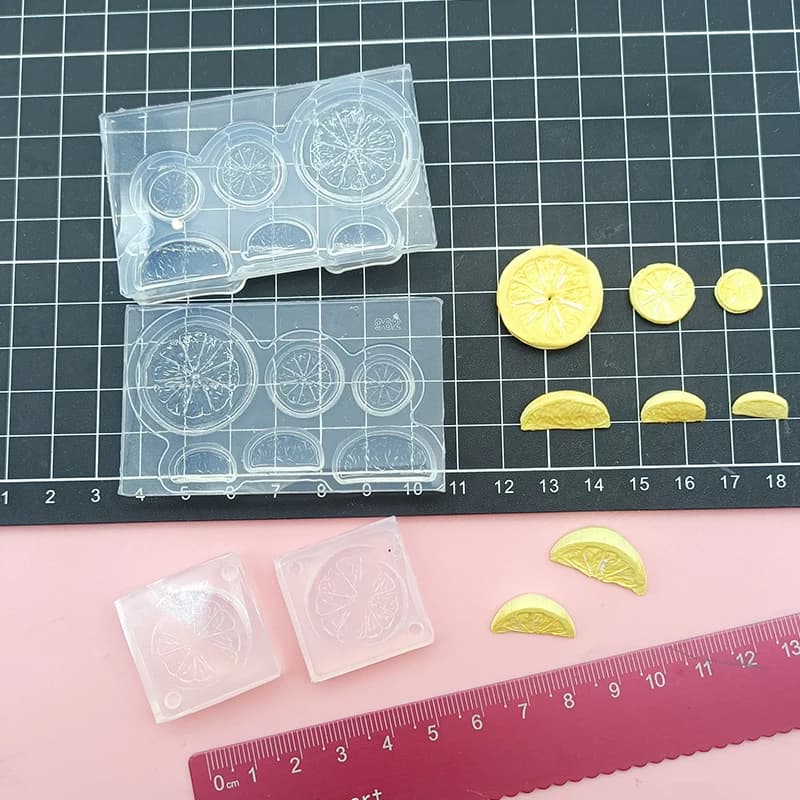 Stampo in Silicone 3D a Forma di Mini Fetta di Limone per Creazione di Gioielli, Orecchini, Portachiavi e Artigianato con Argilla Polimerica