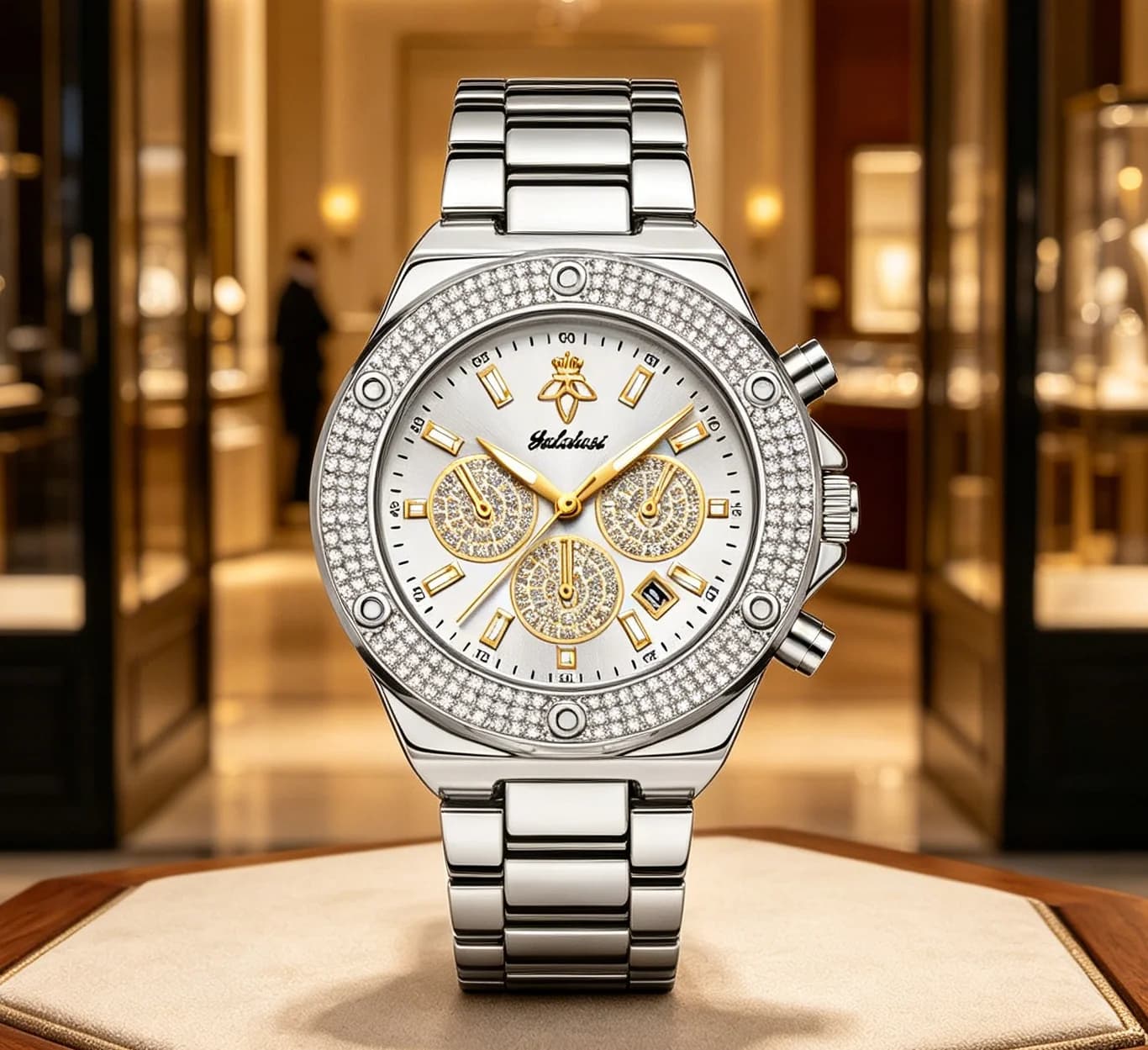 YaLaLuSi Orologio alla moda in argento e oro per uomo e donna, orologio da polso cronografo sportivo impermeabile con quadrante con diamanti, spedizione gratuita