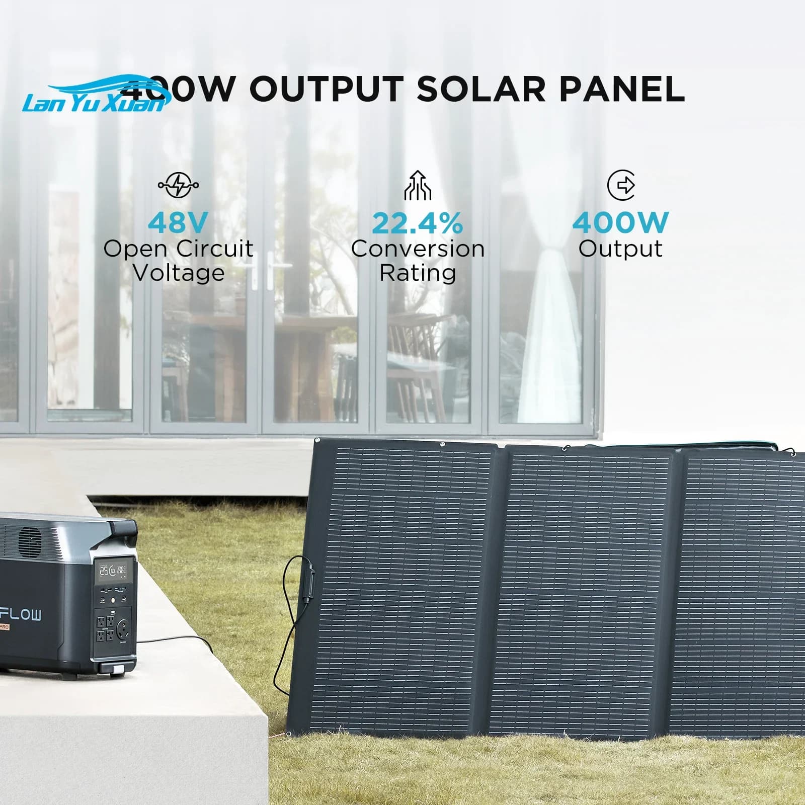 Pannello solare pieghevole portatile ECOFLOW da 400 W con custodia con cavalletto regolabile Impermeabile IP68 Durevole per la ricarica esterna