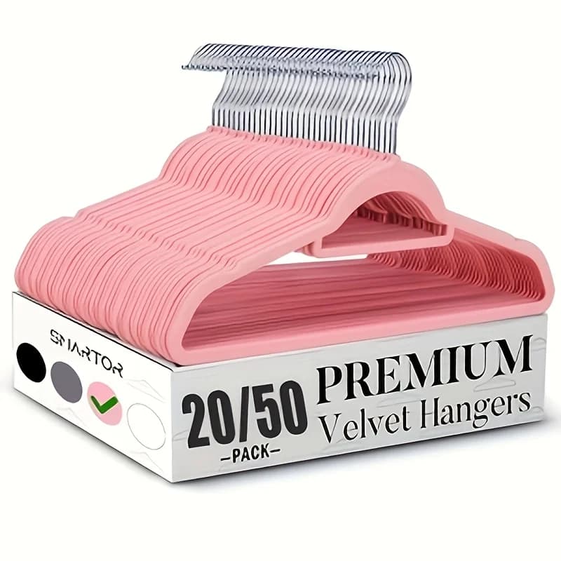20/50pcs Velvet Hangers with 360° Rotating Hooks | Non-Slip Felt Coated, Space-Saving Organizer for Coats, Pants, Suits, Heavy-Duty Home Wardrobe Storage Solution