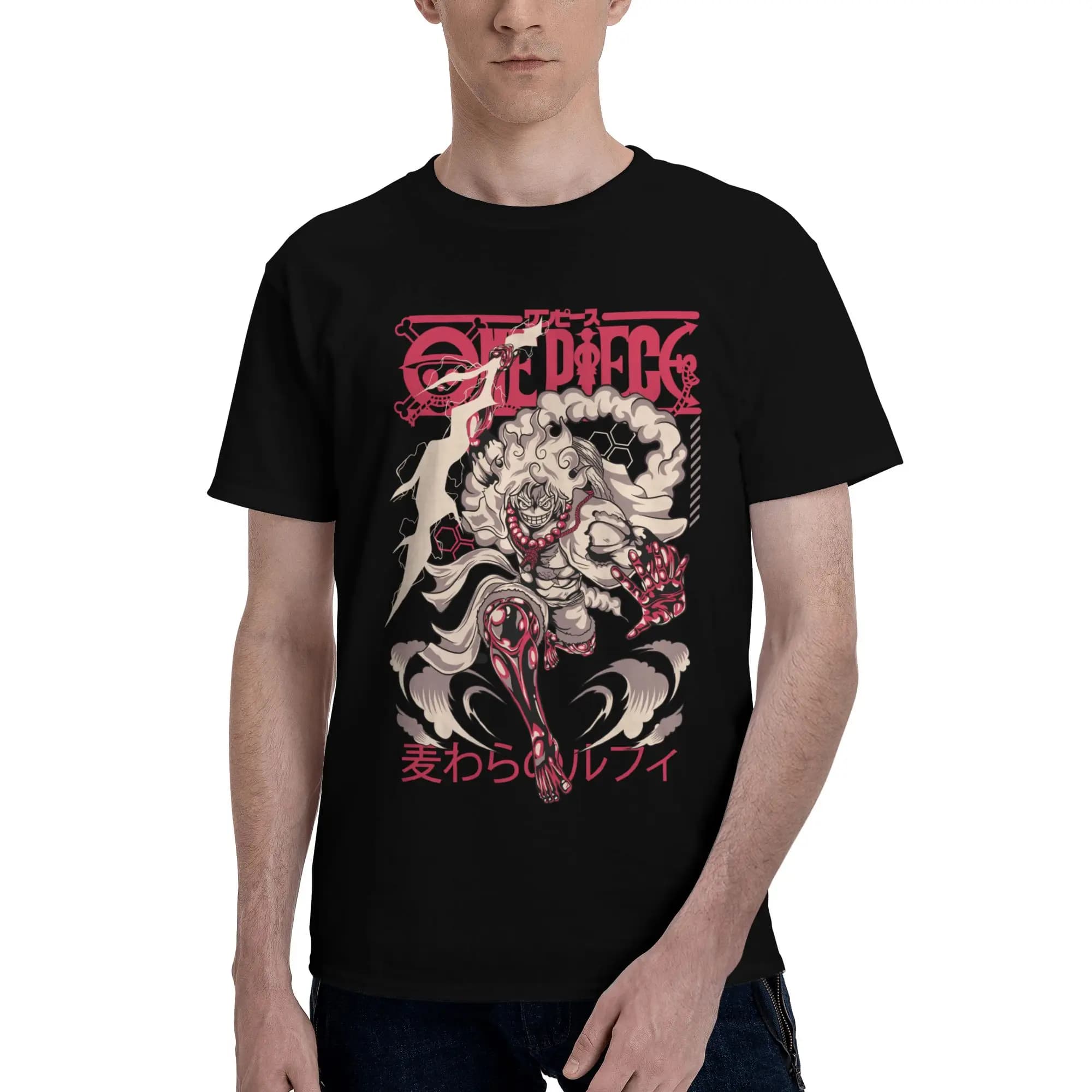 T-shirt da uomo Anime ONE PIECE GEAR, divertente, a maniche corte, 100% cotone
