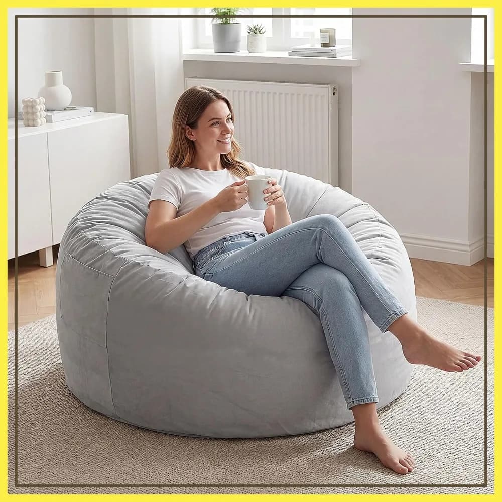 Grande Poltrona Sacco da 120 cm con Memory Foam, Rivestimento Lavabile, Comodo Divano per Soggiorno, Camera da Letto, Dormitorio